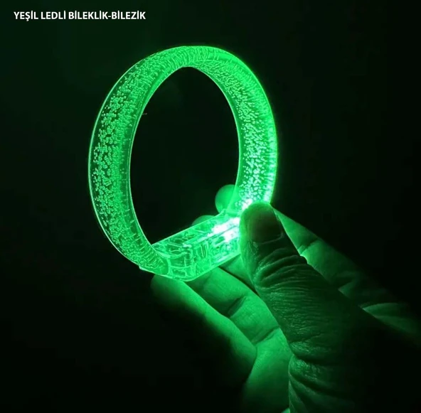 Yeşil Led Işıklı Baskı Yapılabilen Pilli Bileklik Bilezik 1,5 cm Genişlik ürün görseli 1