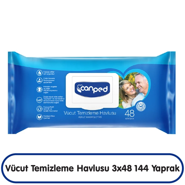 Canped Vücut Temizleme Havlusu 48x3 144 Yaprak ürün görseli 1