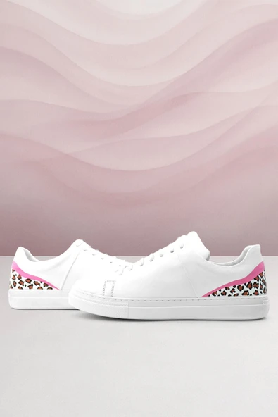 Rakerplus Tbons Özel Tasarım Beyaz Hakiki Deri Kadın Bağcıklı Sneaker Ayakkabı ürün görseli 1
