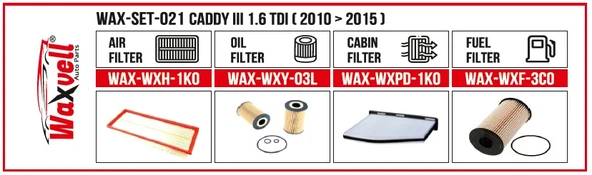 CADDY III 1.6 TDI FİLTRE BAKIM SETİ ( 2010 > 2015 ) ürün görseli 1