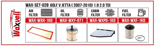 GOLF V JETTA  FİLTRE BAKIM SETİ( 2007-2010) 1.9 2.0 TDI ürün görseli 1