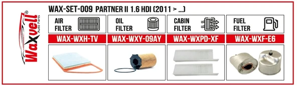 PARTNER II 1.6 HDI FİLTRE BAKIM SETİ (2011 > …) ürün görseli 1