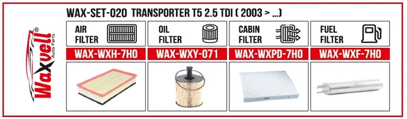TRANSPORTER T5 2.5 TDI FİLTRE BAKIM SETİ ( 2003 > …) ürün görseli 1