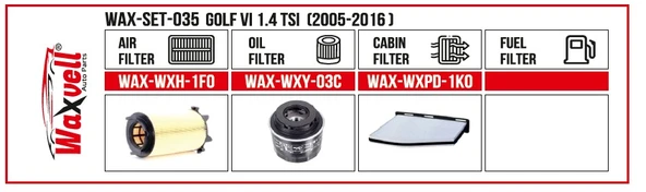 GOLF VI 1.4 TSI FİLTRE BAKIM SETİ  (2005-2016 ürün görseli 1