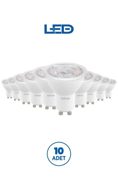 RTL11111-10 Rother GU10 LED Spot Ampul 6W 540 Lümen 4000K Gün Işığı Enerji Tasarruflu Ampul 10 Adet ürün görseli 1