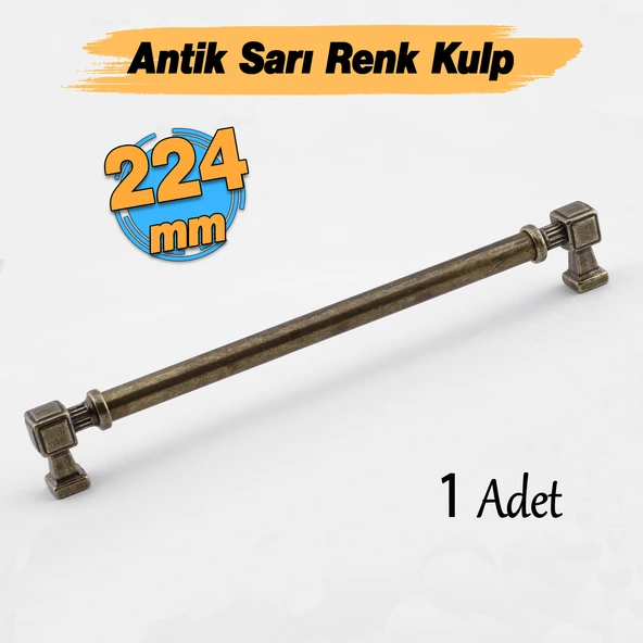 Talas Antik Sarı Eskitme Metal 224 mm 22.4 cm Mobilya Mutfak Çekmece Dolap Kulpu Kulbu Kulpları ürün görseli 1