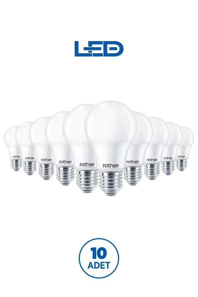 RTL01115-10 Rother A60 LED Ampul 15W E27 1520 Lümen 4000K Gün Işığı Enerji Tasarruflu Ampul 10 Adet ürün görseli 1