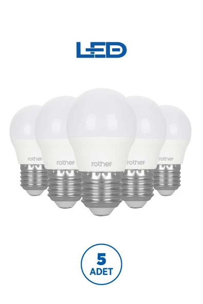 RTL09111-5 Rother G45 LED Ampul 6W E27 470 Lümen 4000K Gün Işığı Enerji Tasarruflu Ampul 5 Adet ürün görseli 1