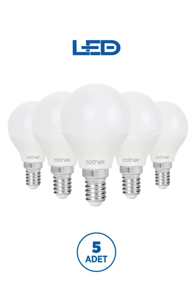 RTL09201 Rother G45 LED Ampul 6W E14 470 Lümen 6000K Beyaz Işık Enerji Tasarruflu Ampul 5 Adet ürün görseli 1
