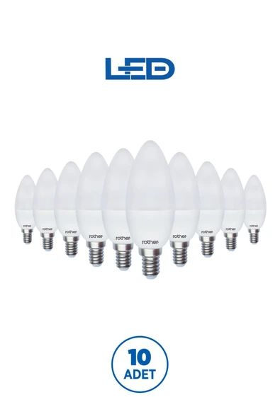 RTL02111-10 Rother LED Mum Avize Ampul 6WE14 470Lümen 4000K Gün Işığı Enerji Tasarruflu Ampul 10Adet ürün görseli 1