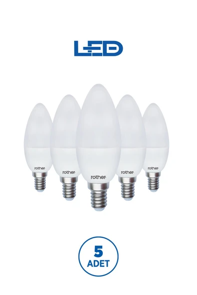 RTL02111-5 Rother LED Mum Avize Ampul 6WE14 470 Lümen 4000K Gün Işığı Enerji Tasarruflu Ampul 5 Adet ürün görseli 1
