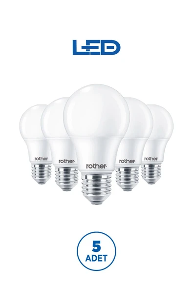RTL01125-5 Rother A60 LED Ampul 15W E27 1520 Lümen 3000K Sarı Işık Enerji Tasarruflu Ampul 5 Adet ürün görseli 1