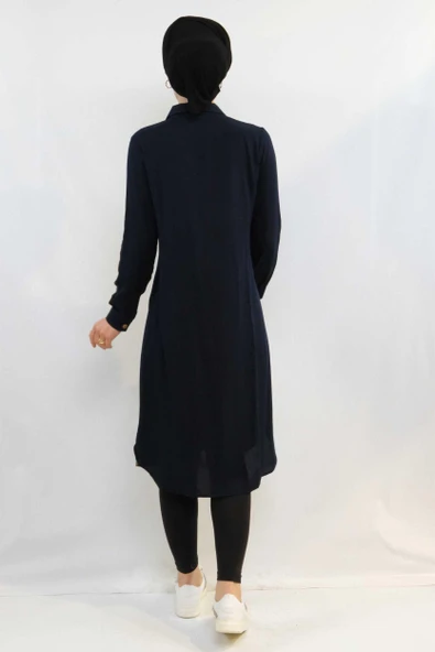 Moda Çizgi Tunik Gömlek Lacivert - Resim 3
