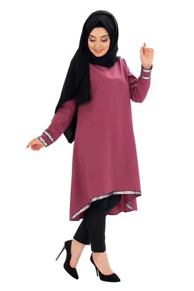 Moda Çizgi Desenli Tunik - Resim 2