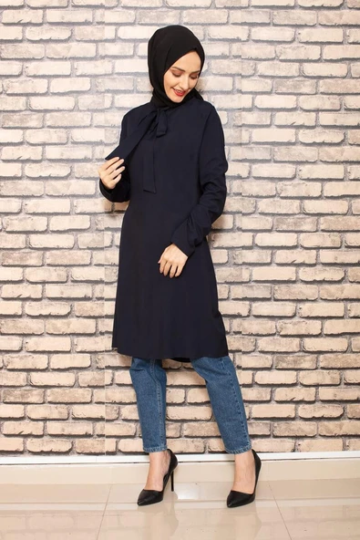 Moda Çizgi Desenli Tunik - Resim 2