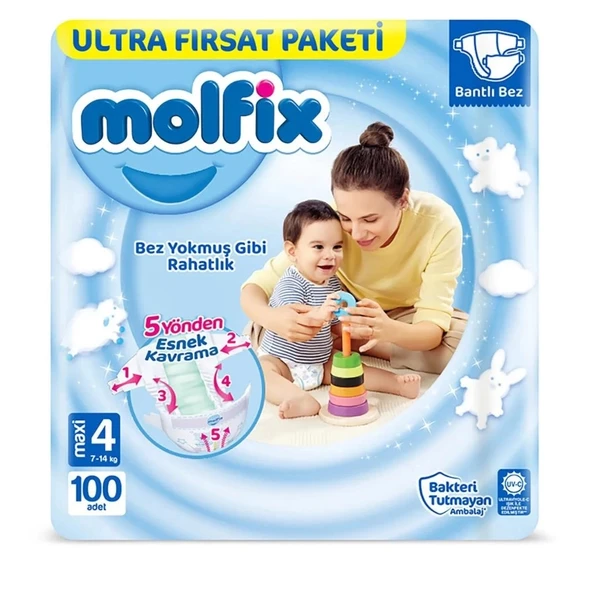 Mey İthalat®   Bebek Bezi Ultra Fırsat Paketi 4 Beden 7-14 Kg 100 Adet ürün görseli 1