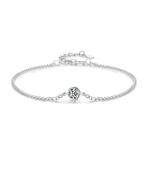 0.30 Karat Yuvarlak Moissanite Taşlı Kadın Gümüş Bileklik ürün görseli 1