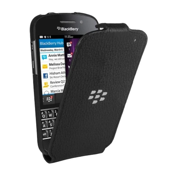 BlackBerry Q10 leather flip shell kılıf Siyah NFC ORJİNAL GENPA ürün görseli 1