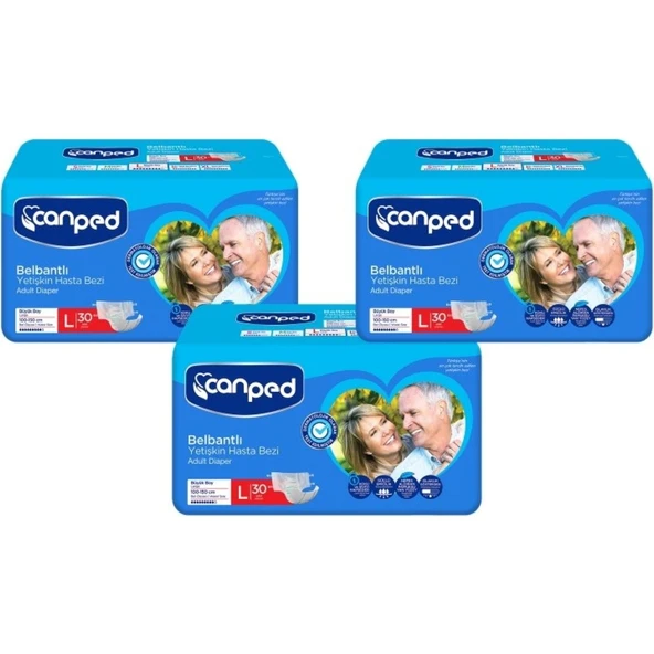 Canped Belbantlı Hasta Bezi Büyük Boy Large 30'lu x 3 Paket ürün görseli 1