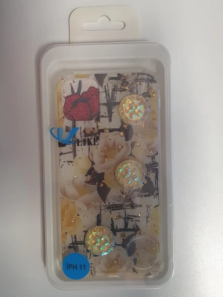VLIKE IPHONE 11 SARI TAŞLI DESENLİ SİLİKON KAPAK ürün görseli 1