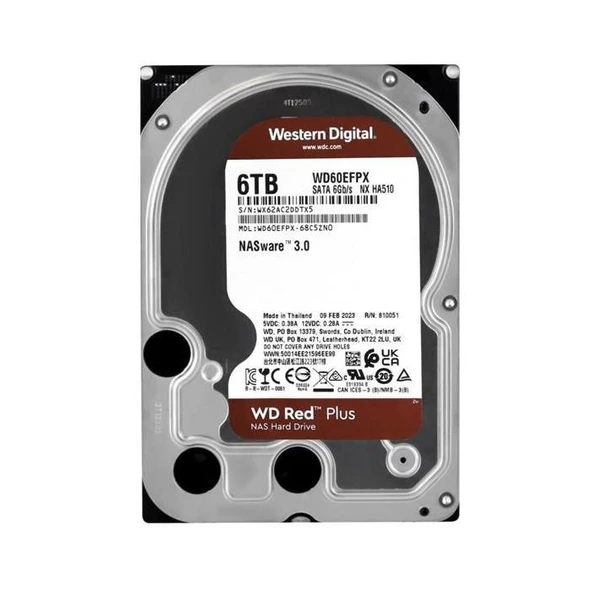 Western Digital Red Plus WD60EFPX SATA 3.0 5400 RPM 3.5" 6 TB Harddisk ürün görseli 1