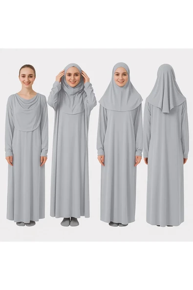 ZEHRANAZ NAMAZ ELBİSESİ Namaz Elbisesi (Açık Gri) ürün görseli 1