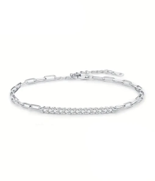 0.30 Karat Moissanite Taşlı Suyolu Kadın Gümüş Bileklik ürün görseli 1