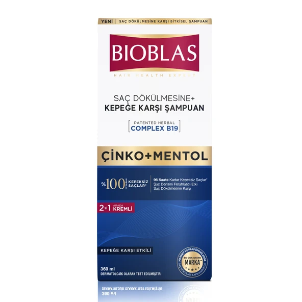 Bioblas Çinko Mentol Saç Dökülmesine + Kepeğe Karşı Şampuan 360 ml 4 Adet ürün görseli 1