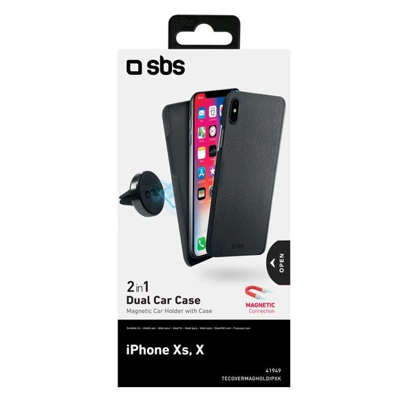 SBS 2 in 1 DUAL CAR CASE IPHONE XS / X MANYETİK TELEFON TUTUCU VE ARKA KAPAK ürün görseli 1