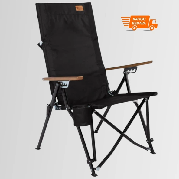 FUNKY CHAIRS Royal 4 Kademeli Katlanabilir Alüminyum Kamp Sandalyesi - Siyah ürün görseli 1
