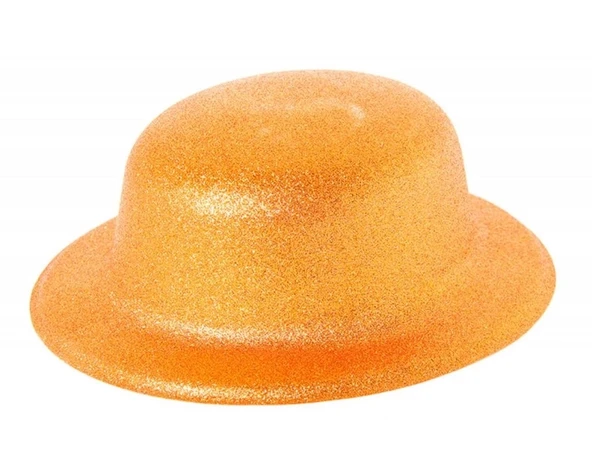 Mey İthalat® Turuncu Renk Simli Melon Yuvarlak Parti Şapkası 24x26 cm ürün görseli 1