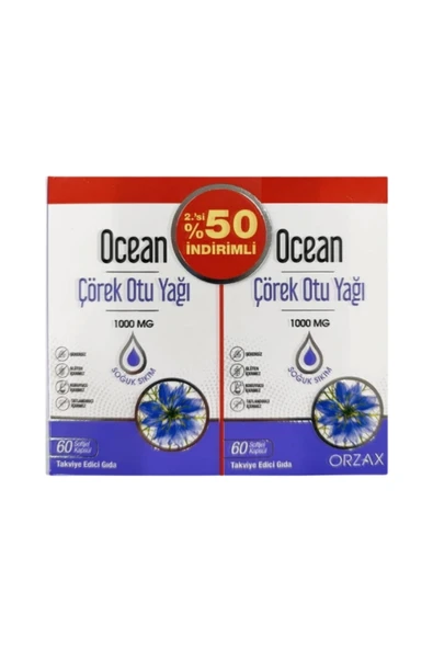 Ocean Çörek Otu Yağı 1000 mg 60 Kapsül - 2.'si %50 İndirim ürün görseli 1