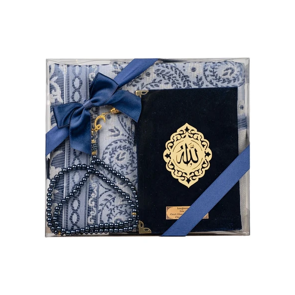 Yasin +  Seccade +  Tesbih Hediye Seti (Çanta Boy, Raşel Cilt, ŞemsLafzatullah, Lacivert) ürün görseli 1