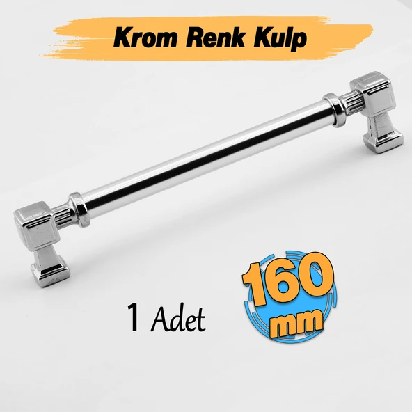 Krom Renk Talas Metal 160 mm 16 cm Düz Kulp Mobilya Mutfak Çekmece Dolap Kulpu Kulbu Kulpları ürün görseli 1