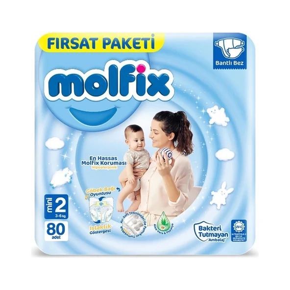 Mey İthalat®   Bebek Bezi Fırsat Paketi 2 Beden 3-6 Kg 80 Adet ürün görseli 1