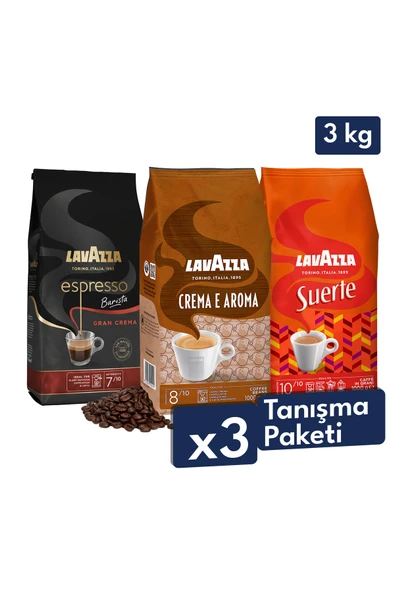 Lavazza Suerte, Crema E Aroma, Espresso Barista Gran Crema Çekirdek Kahve 1 Kg | Üçlü Avantajlı Paket ürün görseli 1