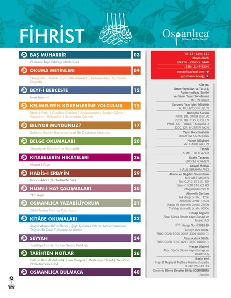 Mayıs 2025 Osmanlıca Dergisi - Resim 2