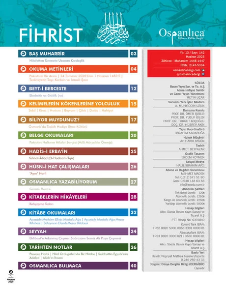 Temmuz 2025 Osmanlıca Dergisi - Resim 2