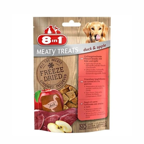 8in1 Meaty Treats Freeze Dried Ördekli ve Elmalı Kurutulmuş Tahılsız Köpek Ödülü 50 Gr ürün görseli 1