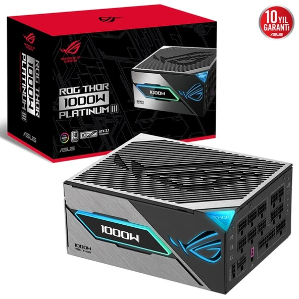 ASUS 1000W 80+ PLATINUM ROG THOR-1000P3-GAMING TAM MODÜLER POWER SUPPLY ürün görseli 1