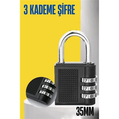 Modacar Şifreli Asma Kilit 3 Kademe 35 mm ürün görseli 1