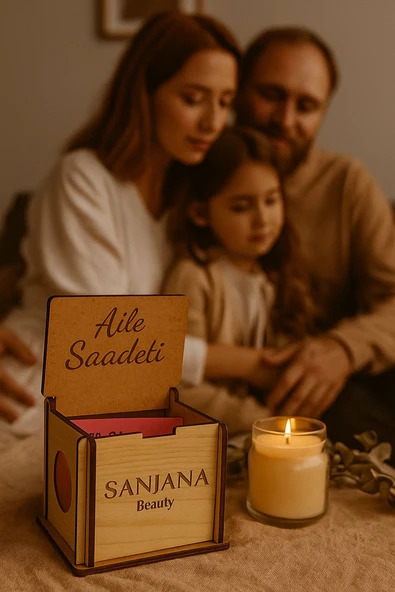 aile saadet kutusu ahşap ,30 günlük sevgi cümleleri hediyesi ürün görseli 1