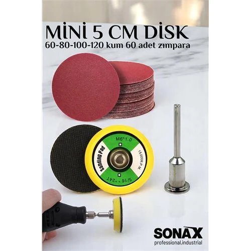 Modacar Pimli Mini Cırt Zımpara Taban Seti Gravür Ve Matkap Uyumlu 5 cm 60 Adet Zımparalı Set ürün görseli 1