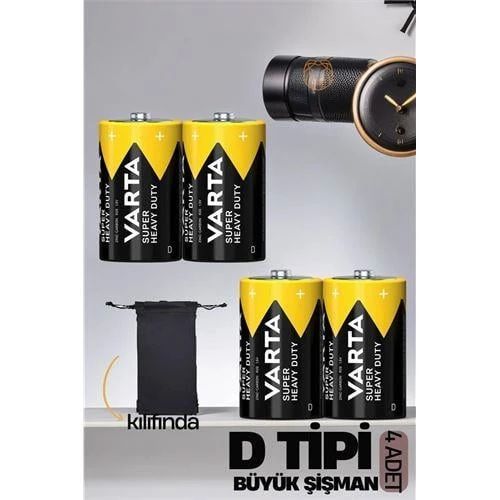 ModaCar D Tip Büyük Şişman 4 lü Pil Seti Varta ürün görseli 1