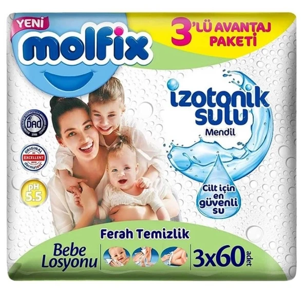 Mey İthalat®   İzotonik Sulu Ferah Temizlik Islak Havlu Mendil 3'Lü 180 Yaprak ürün görseli 1