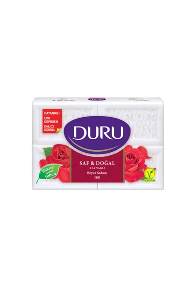Duru Saf & Doğal Beyaz Kalıp Gül Sabunu 4 lü 600 gr ürün görseli 1
