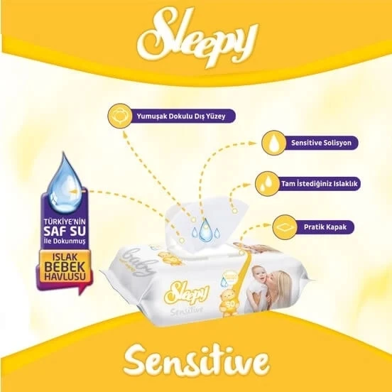 Mey İthalat® Sensitive Islak Havlu Mendil 90 Adet - Resim 3