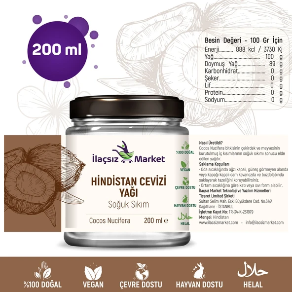 HİNDİSTAN CEVİZİ YAĞI (Soğuk Sıkım & Organik) / 1 Litre GIDAYA UYGUN BİDON ürün görseli 1