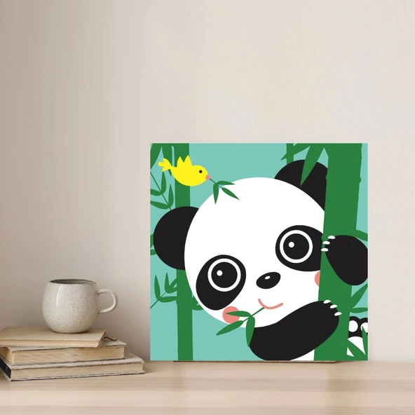Çocuklar için Sayılarla Boyama Tablo Seti Panda 20x20 cm ürün görseli 1