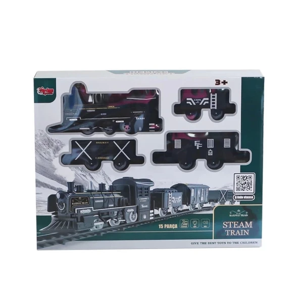 Mey İthalat® FF-1603C-4C Sesli ve Işıklı Buharlı Tren Oyun Seti -Vardem Oyuncak ürün görseli 1